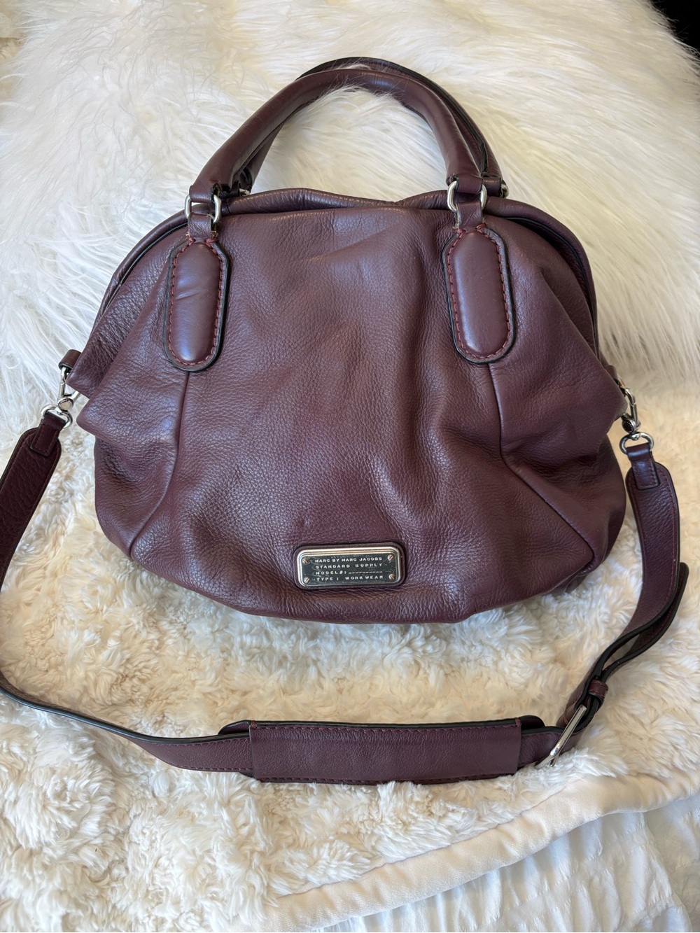 Vintage 2000’s Marc by Marc Jacobs Pebbled Leather Shoulder Bag - Burgundy